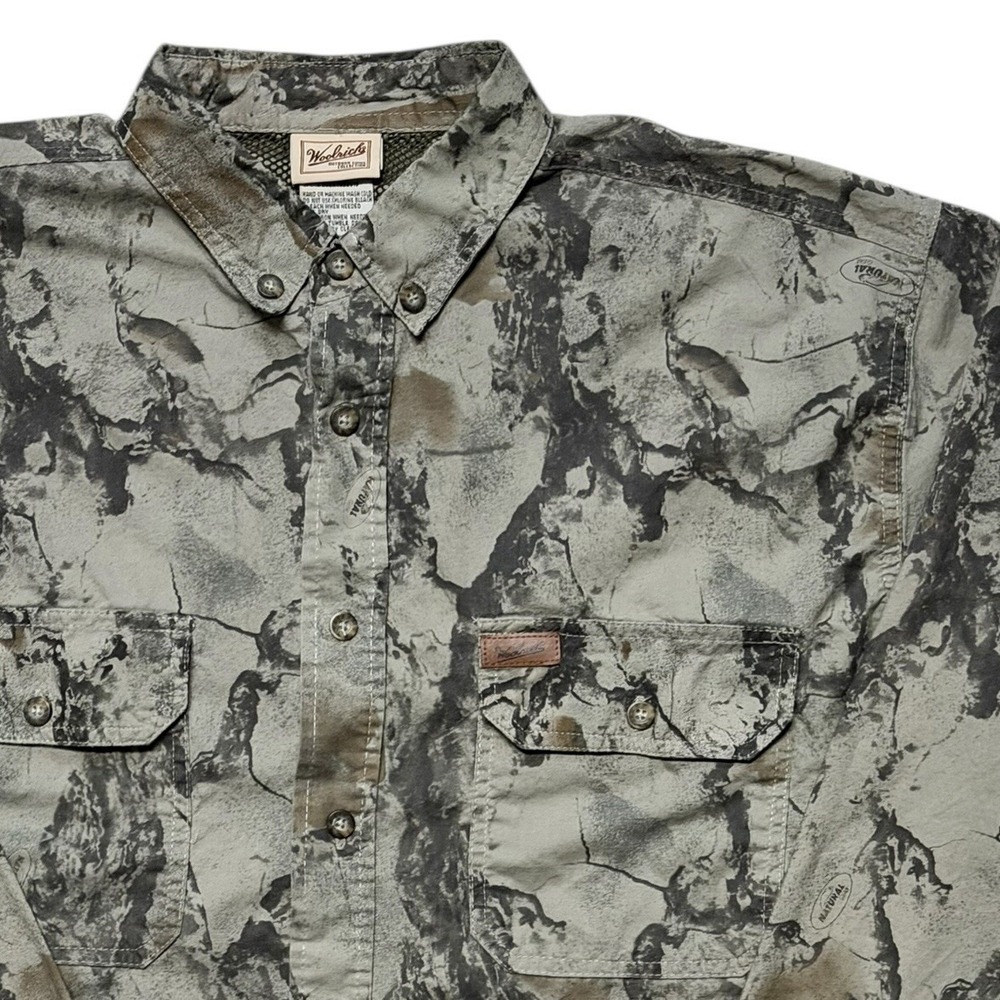 Woolrich Outdoor Guide Long Sleeve Shirt Men's Large Natural Gear Camo Vented - Picture 2 of 12